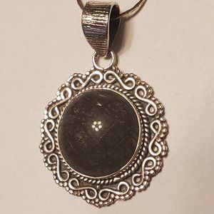 Tourmalinated Quartz Pendant 925 Sterling Silver